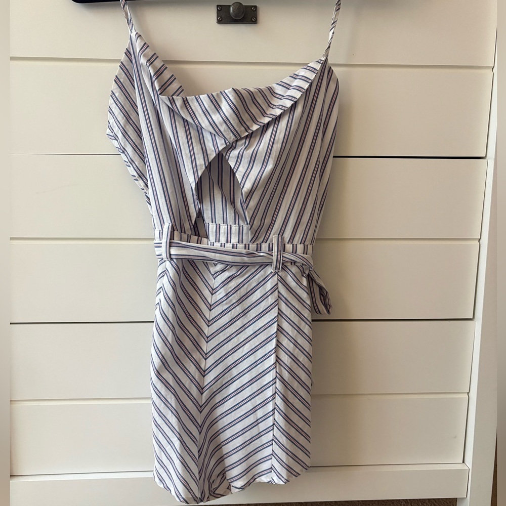 TOBI striped cut out tie waist mini romper